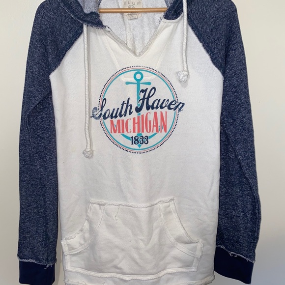 Blue 84 Tops - Blue 84 South Haven Michigan Hoodie Size Medium